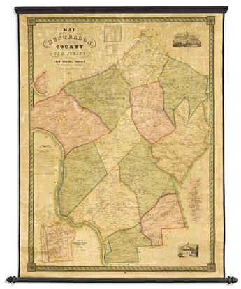 (NEW JERSEY.) Group of 3 mid-nineteenth-century wall maps of Garden State counties.